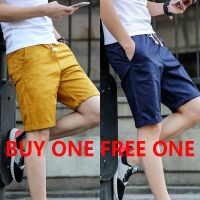 COD SDFERTREWWE [Buy 1 Free 1 ] Cotton Shorts Men Summer Thin Elastic Breathable Sports Short Pants Running Seluar Pendek Lelaki