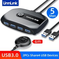 Unnlink สวิตช์3.0สวิตช์ USB USB KVM สวิตช์ KVM สำหรับ Windows10แป้นพิมพ์พีซีเครื่องพิมพ์เมาส์2ชิ้นใช้ร่วมกัน4อุปกรณ์สวิทช์ USB