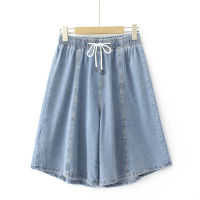 【มีไซส์ใหญ่】Plus Size Womens M-6XL Knee Length Summer Shorts Elastic Waist Casual Straight Female Denim Shorts