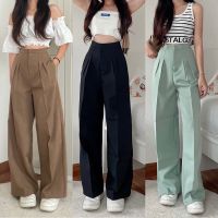 [ขายดี]ส่งของทุกวันLauraShop??  กางเกงเอวสูงรุ่นUnnie Pant???