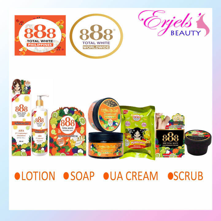 888 TOTAL WHITE Lotion, Scrub, Soap, Glass Skin Effect Bar, UA Cream ...