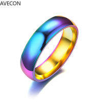 AVECON 2022ใหม่ที่มีสีสันสายรุ้งแหวนแฟชั่นสร้างสรรค์เกาหลีขายร้อนโค้งแหวนสแตนเลส