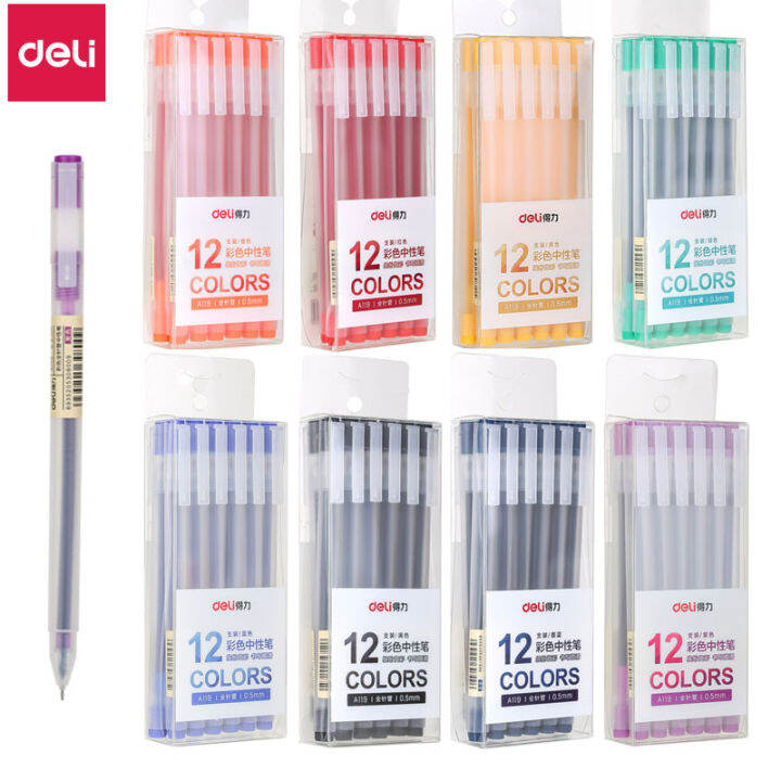 12/Pack Deli Colored Gel pens set 0.5 mm Ballpen School supplies Office