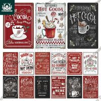 Putuo Decor Hot Cocoa Tin Signs Vintage Plaque Metal Plates Retro Wall Art Posters for Cafe Bar Living Room Kitchen Home Decor