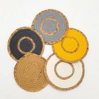 Straw Cotton Rope Woven Nordic Style Non-slip Kitchen Placemat Coaster Insulation Pad Dish Coffee Cup Table Mat Home Decor 51014