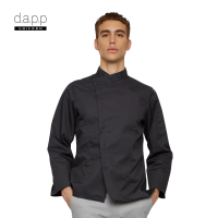 dapp Uniform เสื้อเชฟ แขนยาว กระดุมซ่อน Denton Gray Pressed Button Longsleeves Chef Jacket สีเทา (TJKA1020)