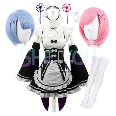 Ram Rem Cosplay Re:Zero Kara Hajimeru Isekai Seikatsu Black Costume Girls Maid Outfit Women Apron Dress Halloween Costumes