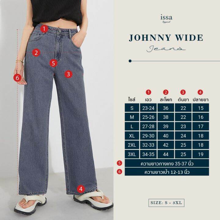 johnny-jeans-s-3xl-issa-apparel-ใส่โค้ด-issa13sep-ลด-130-กางเกงยีนส์ขากระบอกใหญ่เก็บทรงสวย-อำพรางสะโพกและต้นขา-9124