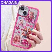 CNAGAIN ใหม่เคสโทรศัพท์ลายการ์ตูนน่ารักเจ้าหญิงบาร์บี้เหมาะสำหรับ iPhone 14/13/12 ProMax ซิลิโคนทนต่อการตกหล่นเคสป้องกันแฟชั่นที่สร้างสรรค์เด็กผู้หญิงสีชมพู