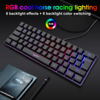 RGB Backlight Keypad HXSJ V700 61คีย์ USB คีย์บอร์ดเล่นเกมแบบมีสายคอมพิวเตอร์ในครัวเรือนอุปกรณ์เสริมสำหรับ PC Gamers