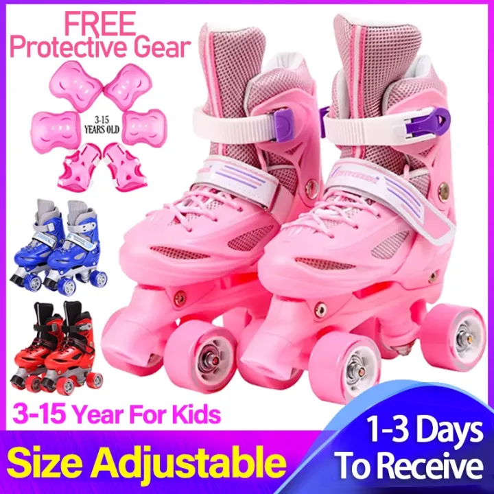 Double row roller skates for kids 4 wheels children girls roller blades ...