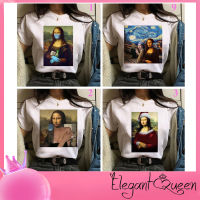 Mona Lisa ความงาม Harajuku T เสื้อผู้หญิง Ulzzang Vintage Graphic เสื้อยืดตลกการ์ตูน90S เสื้อยืดสไตล์เกาหลีเสื้อยืดหญิง