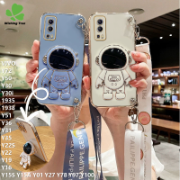 เคสสำหรับ VIVO Y72 Y50 Y30 Y30i 1938 Y51 Y36 Y31 Y35 Y78 Y16 Y19เคสนิ่มเคลือบอิเล็คโทรเพลท Y22ฝาครอบโทรศัพท์ TPU แฟชั่นมีสายคล้องคอ Y97 Y22S น่ารักเทรนด์6D