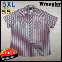 Wrangler®แท้ อก 55 ไซส์ 5XL เสื้อเชิ้ตผู้ชาย แรงเลอร์ สีเลือดหมู แขนสั้น กระดุมมุก เนื้อผ้าดี