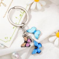 New Dazzle Butterfly Metal Keychain Cute Animal Keyrings for Women Car Purse Bag Key Holder Creative Friendship Gift Accessories