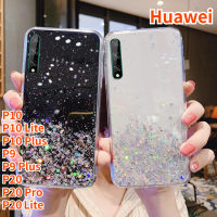 Lonee เคสฟอยล์สีทองกลิตเตอร์สำหรับ Huawei P20 Huawei P20 Pro Huawei P10 Huawei P10 Lite Huawei P9 Huawei P10 Plus Huawei P9บวกแววฟอยล์สีทองอีพ็อกซี่นิ่ม TPU เคสโทรศัพท์โปร่งใส