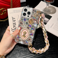 APEC เคสโทรศัพท์ติดเพชรภาพเหมือนเทพธิดาแฟชั่นหรูหราสำหรับ Apple IPhone 15 Pro Max 15Plus 13pro 14pro 15 Promax 12 Promax 11 12 Promax 15pro เคสปกหลังสายรัดข้อมือมือถือสวยงาม