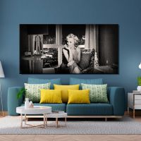 สีดำและสีขาว Marilyn Monroe Portrait โปสเตอร์-ผ้าใบพิมพ์ Wall Art สำหรับห้องนั่งเล่นตกแต่งบ้าน-พิมพ์ผู้หญิง Pop Art Picture