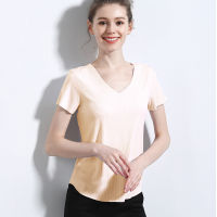 ฤดูร้อนใหม่2019 T เสื้อลำลองแขนสั้น Tops Tees Solid Tee เสื้อ Femme Laides Slim V คอ Camiseta Mujer Manga Corta