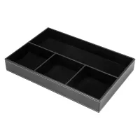 4 Slots Desk Drawer Organizer, Pu Leather Drawer Storage Organizer Divider for Office Desk Supplies Value Collection and Accessories Purpose Storage Desktop Organizer Tray