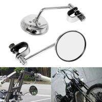 Universal 8mm Motorcycle Retro Vintage Round Rearview View Stainless Mirror Classic 22mm-25mm 7/8 quot; Handle Bar Mirror Mount