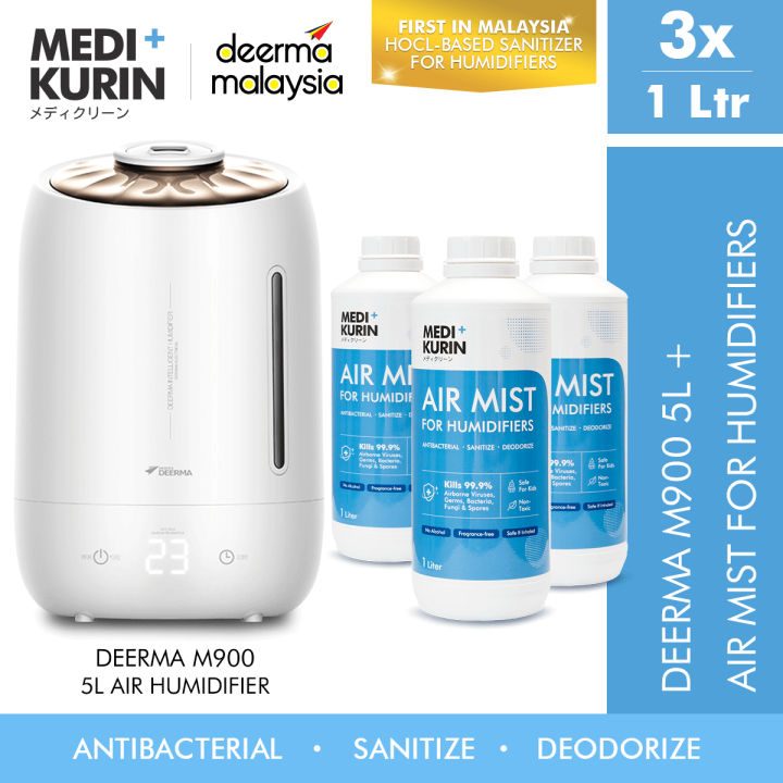 Air Humidifier + MEDIKURIN AirMist [3 x 1L] (Room fogging disinfectant