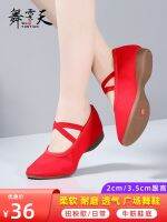 ⊕❃﹍ New tendon sole dance shoes for outer wear summer middle-aged and elderly womens soft-soled low-heeled red cloth square dance shoes