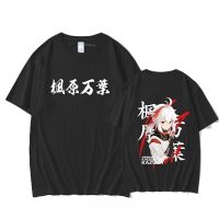 มีสินค้า Kaedehara Kazuha Genshin Impact T เสื้อผู้ชายผ้าฝ้ายอะนิเมะ EU ขนาดเสื้อ Hip Hop ญี่ปุ่น Streetwear สีดำ Graphic Tee พิมพ์ unisex