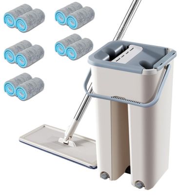 Magic Cleaning Mops Free Hand Spin Cleaning Microfiber Mop With Bucket Flat Squeeze Spray Mop Home Kitchen Floor Clean Tools