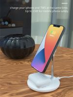 ZZOOI 2 in 1 Magnetic Wireless Charger Stand Dock For iPhone 13 12 Pro Max Mini Apple iWatch 7 Airpods QC3.0 USB Fast Charging Station