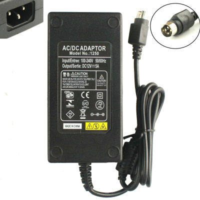 Compatible อะแดปเตอร์แปลงไฟ 12V 5A 4 ขา 60W อะแดปเตอร์แปลง AC DC สำหรับ LCD TV Monitor Flat Panel TV DVR Power Supply Charger