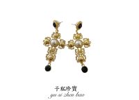 611 Retro Vintage European And American Exaggerated Tassel Cross Long Slim Flower Earrings