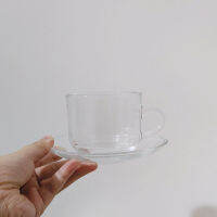 Transparent Nordic Glass Coffee Cup and Saucer Set Small Cute Beautiful Cups and Saucer Set Gold Rim Porcelana Mug BD50CS