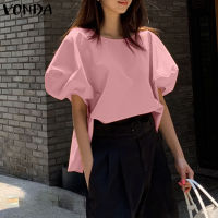 (จัดส่งฟรี)Fancystyle VONDA เสื้อสำนักงานผู้หญิง,เสื้อนอก A-Line สาวออฟฟิศแบบสวมหัวสีทึบเสื้อยืดคอกลม