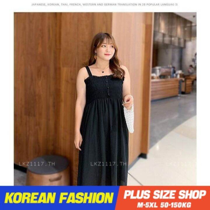 plus-size-เสื้อผ้าสาวอวบ-เดรสสาวอวบอ้วน-ไซส์ใหญ่-ผู้หญิง-ชุดเดรสสายเดี่ยว-ทรงหลวม-แขนกุด-คอเหลี่ยม-สีดำ-ฤดูร้อน-สไตล์เกาหลีแฟชั่น-v728