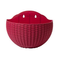 European style imitation rattan wall hanging flower pots planters semicircular wall flower pot balcony lazy flower pot basket