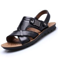 Mens Summer Sandals Genuine Leather Comfortable Slip-On Casual Sandals Fashion Men Slippers Zapatillas Hombre Size 38-48