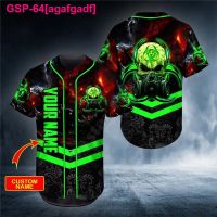 Agafgadf Caveira Verde Monstro Masculino Personalizado Camisas De Beisebol Jersey 3 D Impresso Camisa