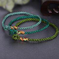 Meetvii Handmade Lucky Green Bracelets &amp; Bangles For Women Men Tibetan Buddhist Hand Braided Knots Rope Adjustable Bracelets Charms and Charm Bracelet