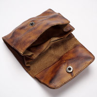 Vintage Genuine Leather Card Holder Men Women Handmade Short Credit Card Holder Coin Purse Case Small Wallet For Male