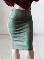 Sexy Multi Color Suede Midi Pencil Skirt Women 2018 Fashion Elastic High Waist Office Lady Bodycon Skirts Saias