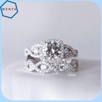 WENYA แหวนชุดเพชรทรงกลมของขวัญเครื่องประดับแหวนเพชรสำหรับผู้หญิงวันวาเลนไทน์