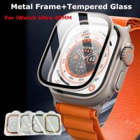 Titanium Alloy Frame Case Glass For Apple Watch Ultra 49MM Full Cover Screen Protector Film on Apple iWatch Ultra Tempered Glass Wall Stickers Decals