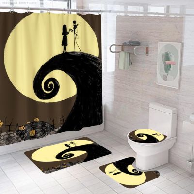 【CW】ஐ❀  Shower Curtain Set Cartoon Curtains Non-slip Toilet Cover Bathtub