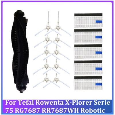 Robotic Vacuum Cleaner Roller Brush Side Brush HEPA Filter Parts Accessories for Tefal Rowenta X-Plorer Serie 75 RG7687 RR7687WH