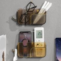 Nordic Style Wall Mounted Storage Box Holder Free Punching Control Hanger Air Conditioner TV Mobile Remote Storage Phone H4G2