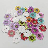 HMDC100 Pcs Lovely Sunflower Two Holes Wooden Buttons DIY Handmade Sewing Decors