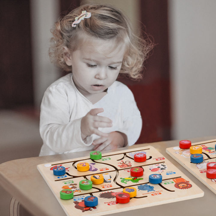 เขาวงกตไม้-montessori-busy-boards-สำหรับเด็กอายุ3ปีเกมจับคู่อาหาร-early-motor-skills