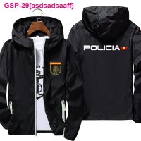 Asdsadsaaff Homens Espanha Polícia Jacket Casaco De Polcia Anti Motim Fíno Reflexivo Blusão Zíper Rua Upr 7XL