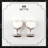 [SETTE] Heart Cufflinks with White MOP Silver 925 Rhodium Plated With Enamel - BTS2108-07/W [เซตเต้] คัฟลิงค์รูปหัวใจ ฝังเปลือกหอยมุกสีขาว ตัวเรือนเงิน 925 ชุบโรเดียม